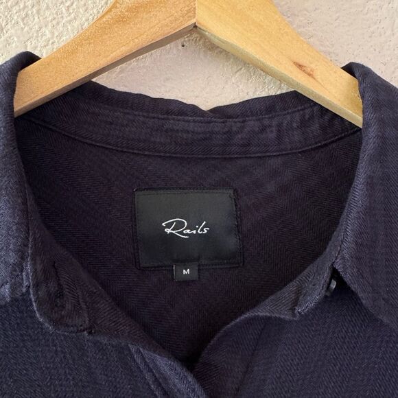 Rails Bianca Long Sleeve Tunic Dress Women’s M Charcoal Shadow Plaid Button Up - Picture 4 of 14